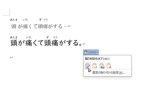 貼り付けオプション